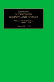 Cover of: Research in International Business and Finance, Volume 12 (Research in International Business and Finance) by 