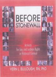 Cover of: Before Stonewall by Vern L. Bullough