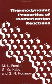 Cover of: Thermodynamic properties of isomerization reactions