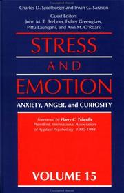 Cover of: Stress and Emotion. Anxiety, Anger, and Curiosity, Volume 15 by 
