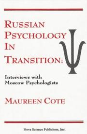 Cover of: Russian psychology in transition by Maureen Cote