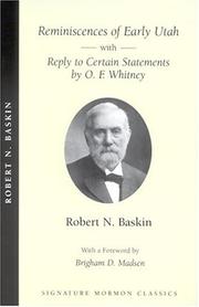 Cover of: Reminiscences of Early Utah by Robert N. Baskin