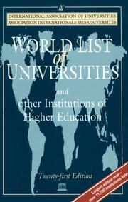 Cover of: World List of Universities and Other Institutions of Higher Education (World List of Universities/Liste Mondiale Des Universites)