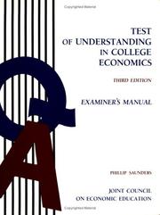 Cover of: Test of Understanding in College Economics: Examiner's Manual