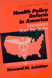 Cover of: Health Policy Reform in America by Howard M. Leichter