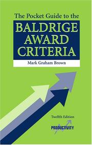 Cover of: The Pocket Guide to the Baldrige Award Criteria by Mark Graham Brown, Mark Graham Brown