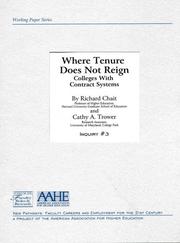 Cover of: Where Tenure Does Not Reign by Richard Chait, Cathy A Trower