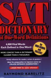 Cover of: SAT Dictionary of One-Word Definitions