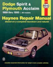 Cover of: Dodge Spirit and Plymouth Acclaim, 1989-1995