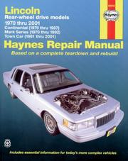 Cover of: Lincoln Rear-Wheel Drive, 1970-2001 | John Harold Haynes