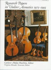 Cover of: Research Papers in Violin Acoustics 1975-1993 by 