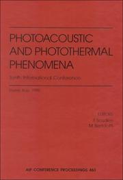 Cover of: Photoacoustic and Photothermal Phenomena: 10th International Conference: Rome, Italy, August 23-27, 1998 (AIP Conference Proceedings)