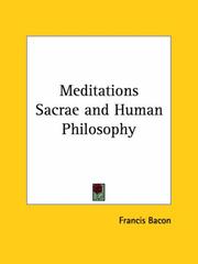 Cover of: Meditations Sacrae and Human Philosophy by Francis Bacon