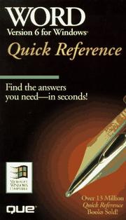Cover of: Word for Windows 6: quick reference