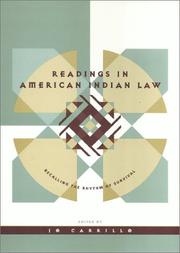 Cover of: Readings in American Indian law: recalling the rhythm of survival