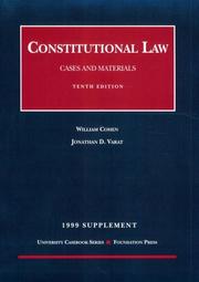 Cover of: 1999 Supplement: Constitutional Law : Cases and Materials