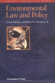 Cover of: Environmental Law and Policy (Concepts and Insights Series) (University Casebook) by James Salzman, Barton H., Jr. Thompson