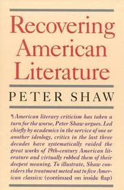 Recovering American literature by Peter Shaw