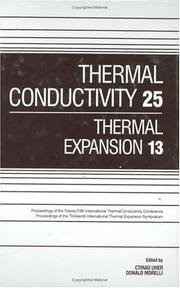 Cover of: Thermal conductivity 25: thermal expansion 13 : joint conferences, June 13-16, 1999, Ann Arbor, Michigan, USA