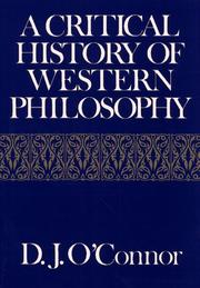 Cover of: A Critical history of Western philosophy by edited by D.J. O'Connor.