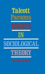 Cover of: Essays in Sociological Theory by Talcott Parsons, Talcott Parsons