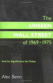 Cover of: The Unseen Wall Street of 1969-1975 | Alec Benn