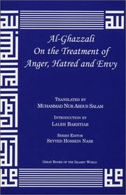 Cover of: al-Ghazzali On the Treatment of Anger, Hatred and Envy by al-Ghazzālī