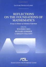 Cover of: Reflections on the Foundations of Mathematics: Essays in Honor of Solomon Feferman, Lecture Notes in Logic 15 (Lecture Notes in Logic, 15)