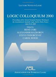 Cover of: Logic Colloquium 2000 (Lecture Notes in Logic, Vol. 19) by Rene Cori, France) Logic Colloquium (2000 Paris