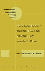 Cover of: State Sovereignty and International Criminal Law: Versailles to Rome (International and Comparative Criminal Law Series)