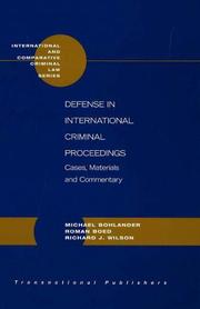 Cover of: Defense in international criminal proceedings