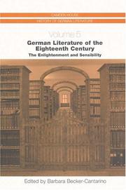 Cover of: German Literature of the Eighteenth Century: The Enlightenment and Sensibility  (Camden House History of German Literature) (Camden House History of German Literature)