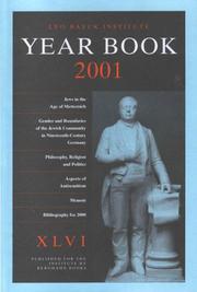 Cover of: Leo Baeck Institute Yearbook, 2001 (Leo Baeck Institute Yearbook)