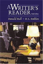 Cover of: A writer's reader by [edited by] Donald Hall, D.L. Emblen.