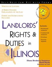 Cover of: Landlords' Rights and Duties in Illinois by Diana Brodman Summers, Diana Brodman Summers, Mark Warda