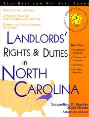 Cover of: Landlords' rights & duties in North Carolina: with forms