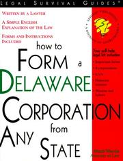 Cover of: How to form a Delaware corporation from any state by Mark Warda