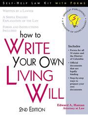 Cover of: How to write your own living will by Edward A. Haman