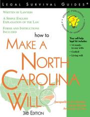 Cover of: How to make a North Carolina will by Jacqueline D. Stanley