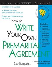 Cover of: How to write your own premarital agreement by Edward A. Haman