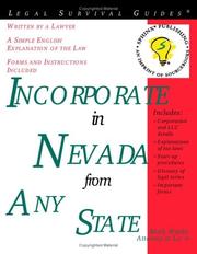 Cover of: Incorporate in Nevada from Any State: With Forms