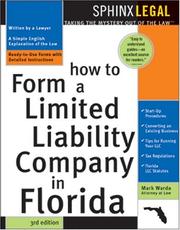 Cover of: How to form a limited liability company in Florida by Mark Warda
