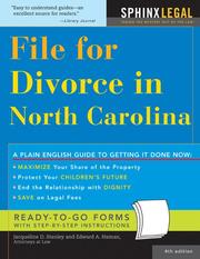 Cover of: File for Divorce in North Carolina, 4E (Legal Survival Guides) by Jacqueline Stanley, Edward Haman