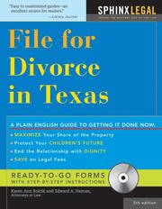 Cover of: "File for Divorce in Texas, 5E (+ CD-ROM)" (How to File for Divorce in Texas)