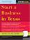 Cover of: "Start a Business in Texas