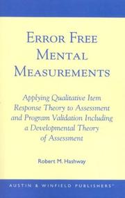 Cover of: Error Free Mental Measurements by Robert M. Hashway, Robert M. Hashway