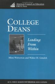 Cover of: College Deans by Mimi Wolverton, Walter H. Gmelch