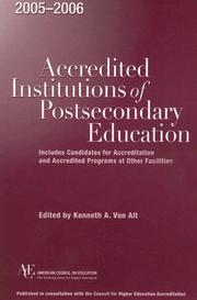 Cover of: 2005-2006 Accredited Institutions of Postsecondary Education: Includes Candidates for Accreditation and Accredited Programs at Other Facilities (Accredited Institutions of Postsecondary Education)