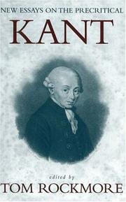 Cover of: New Essays on the Precritical Kant by Tom Rockmore