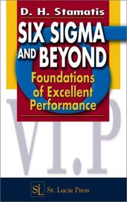 Cover of: Six Sigma and Beyond: Foundations of Excellent Performance, Volume I